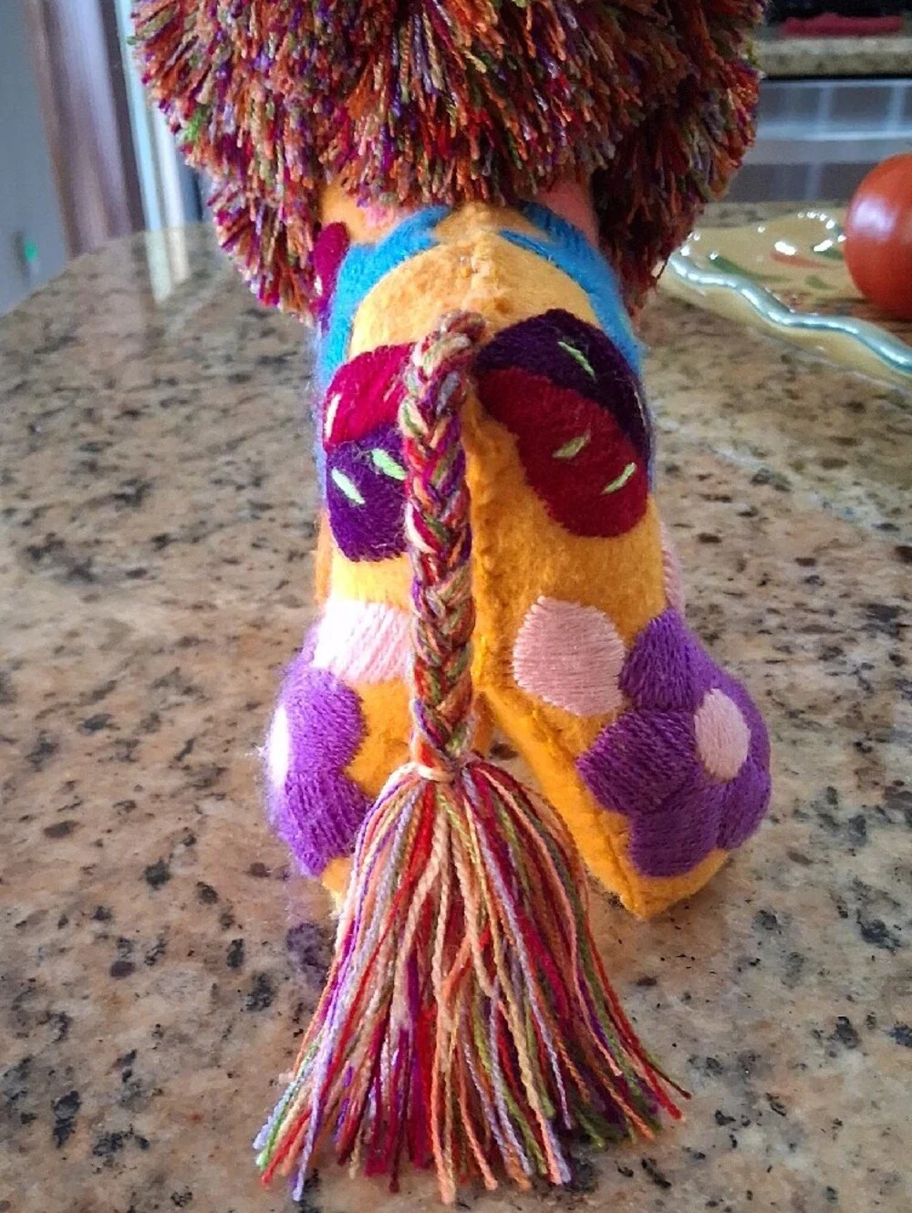 Folk Art Handmade Colorful Embroidered Wool Felt Lion Plush  Toy. Collectible.